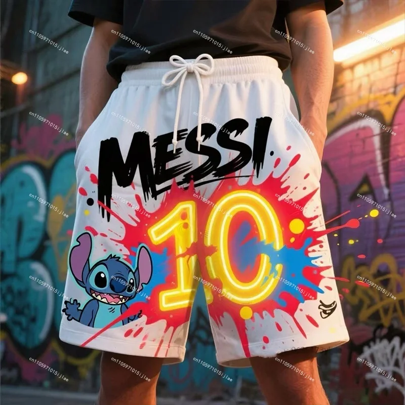 تصميم صيفي جديد من Ai Graffiti Stitch & Messi # 10 شورت كرة قدم مطبوع للأطفال والكبار شورت رياضي للتدريب اليومي على الشاطئ #4