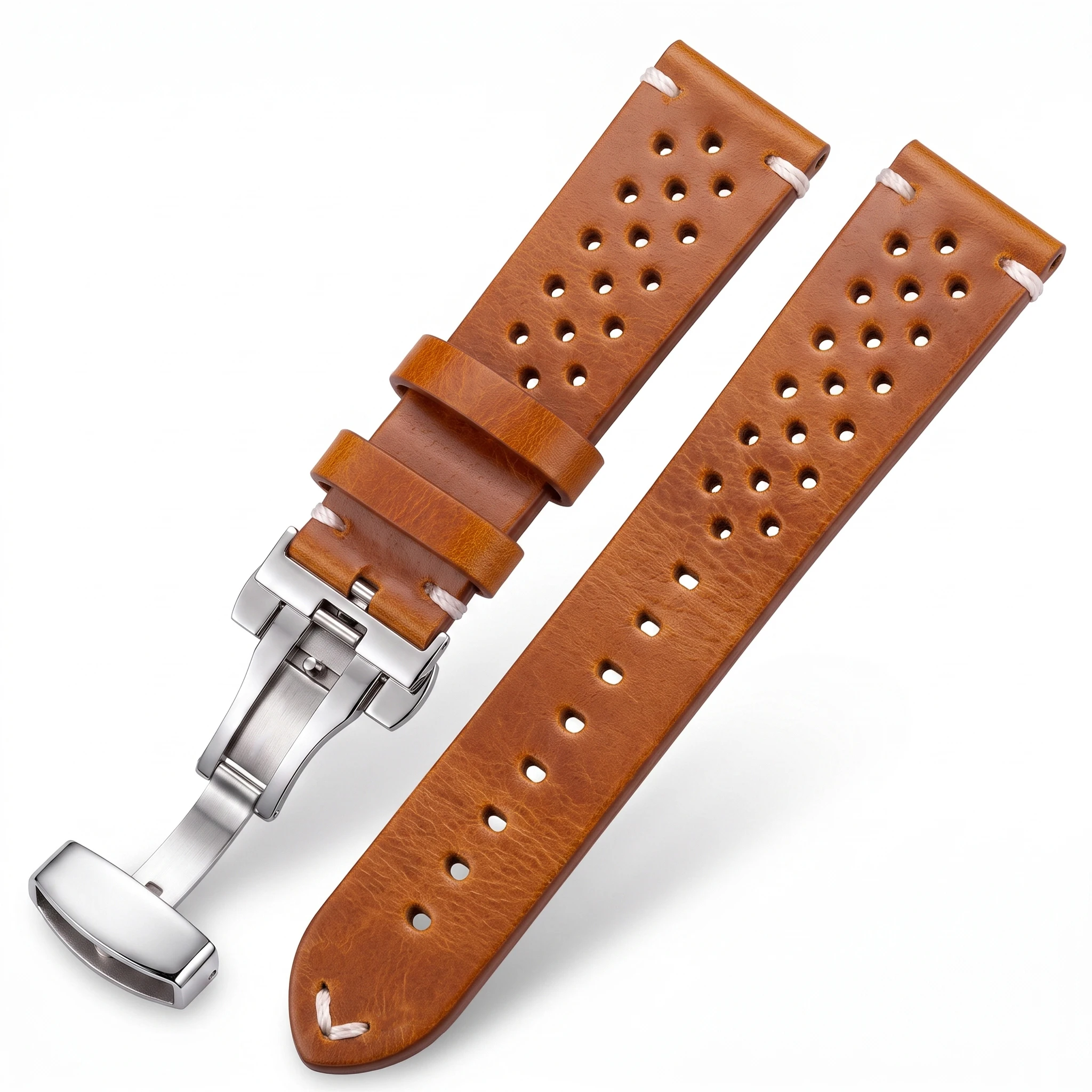 Premium-Uhrenarmband aus echtem Leder mit Schmetterlingsschnalle, Schnellverschluss, 18, 20, 22, 24 mm, erhältlich in 4 Farben