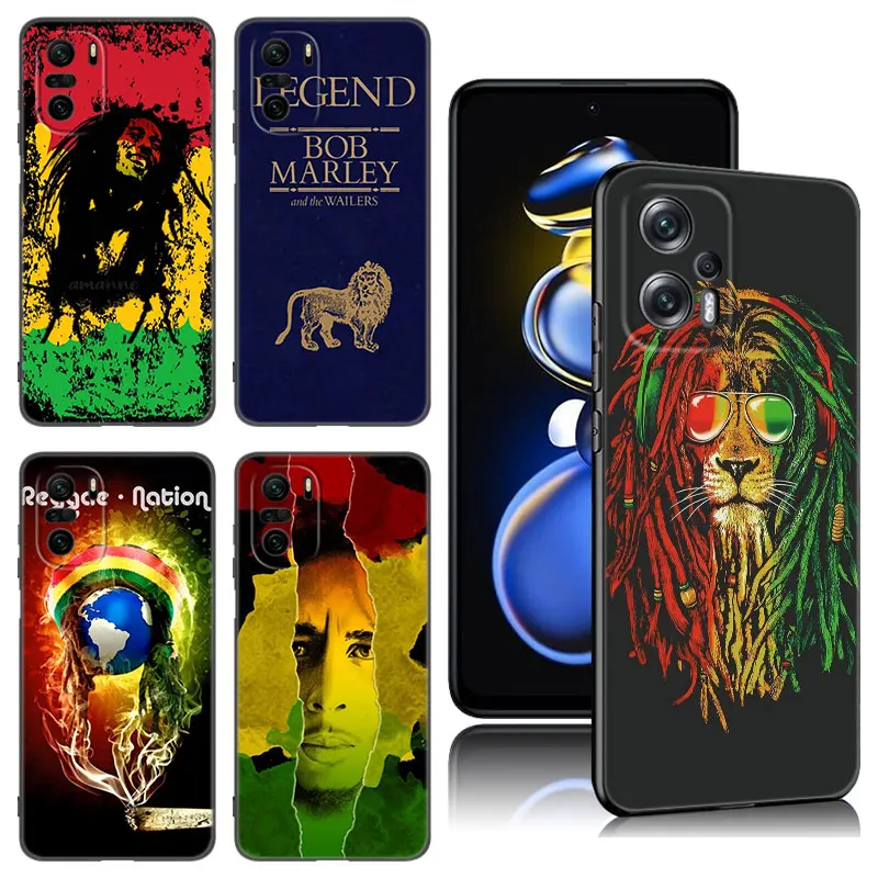 Reggae Bob Marley Black Silicone Phone Case For Xiaomi POCO X3 X4 NFC F5 M3 M4 M6 X5 X6 Pro F3 F4 GT 5G C55 C65 M5