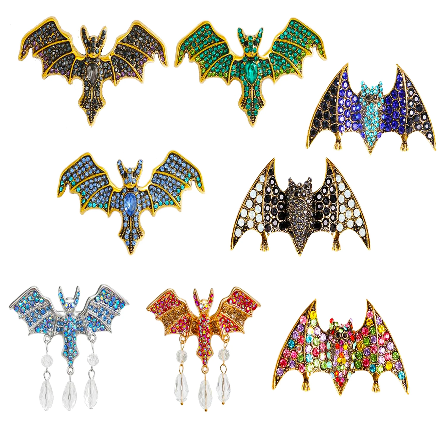 

European and American fashion cartoon animal water diamond bat brooch full diamond alloy brooch accessory