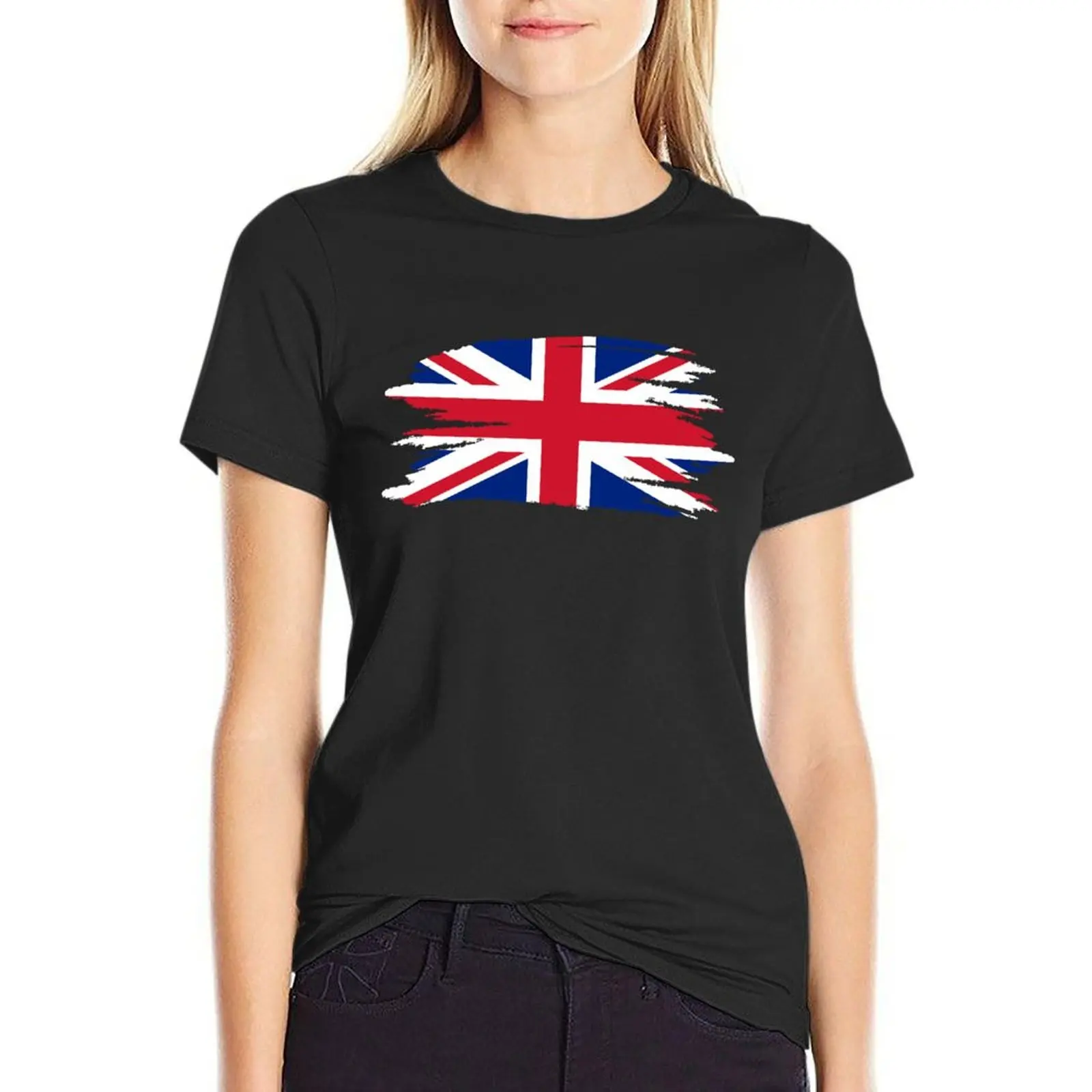 

British Flag, Distressed UK flag T-Shirt animal prinfor tops plain t shirts for Women