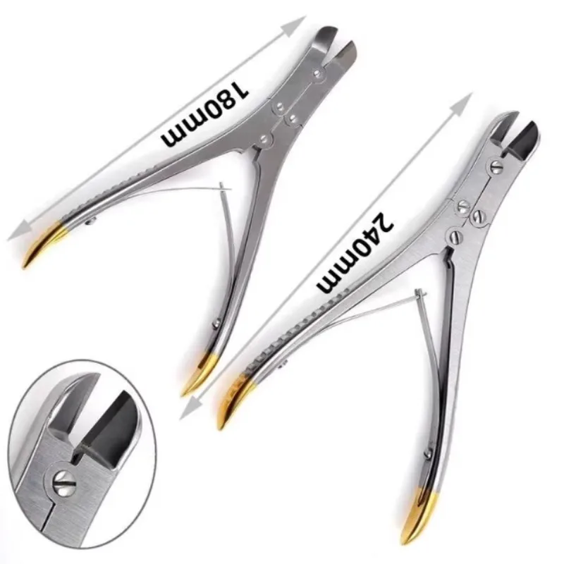 Double joint wire scissors, medical beveled pliers, Kirschner wire scissors, titanium cables, alloy blades, stainless steel