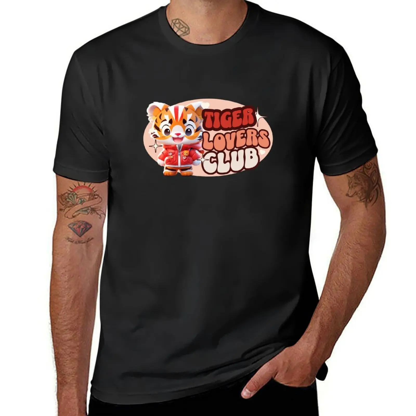 

Cute Tiger personified with red jacket Kids T-Shirt graphic t shirts Funny t-shirt funny shirt cotton shirts men graphic