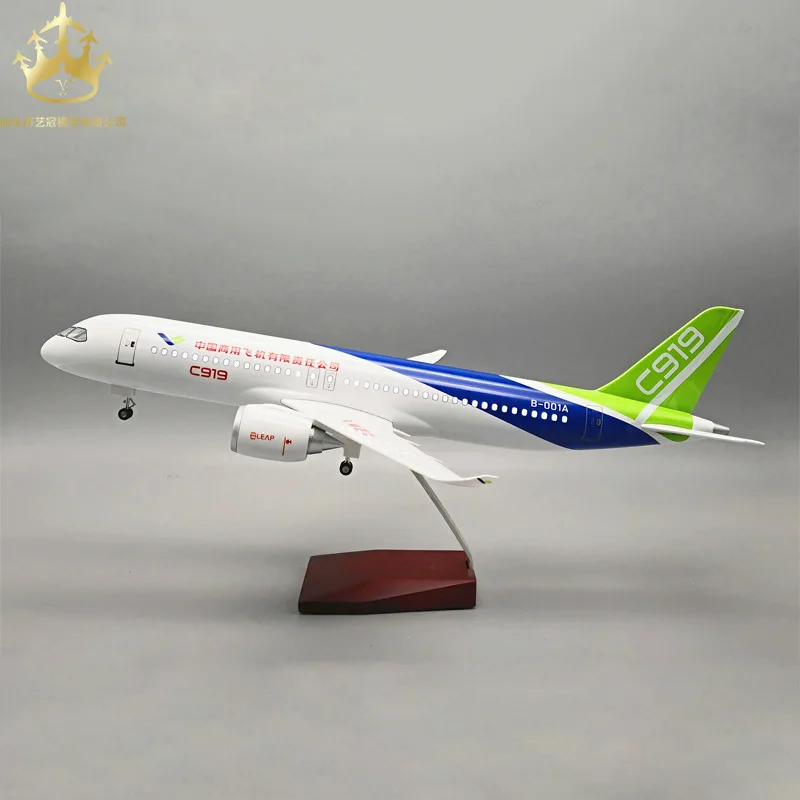 COMAC C919 Modello di aereo per aviazione civile in scala 1:82 da 47 cm con controllo del suono e luci del carrello di atterraggio per collezionisti e hobbisti