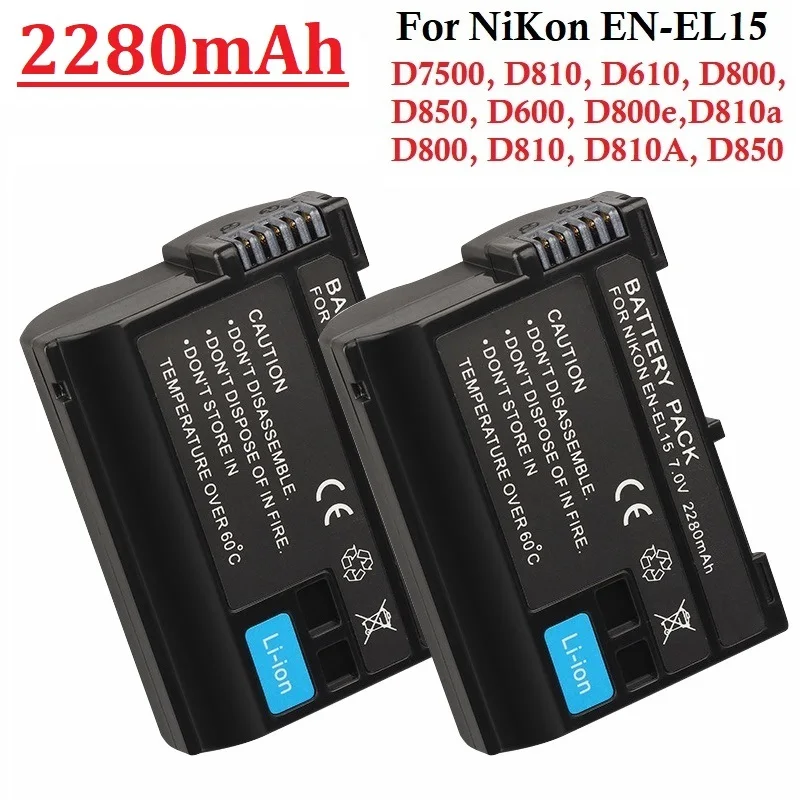 

2280mAh EN-EL15 ENEL15 EN EL15 CAMERA BATTERY FOR Nikon Z5,Z6,Z7,D7100,D7200,D7500,D850,D750,D7500,D810,D500,D600