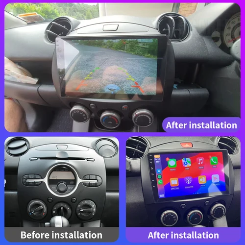 Imagen 2 del producto SCARLIU para Mazda 2 2007-2014 reproductor de vídeo Multimedia 4G WIFI navegación GPS Carplay DVD unidad principal 2 Din Android 16 Radio de coche