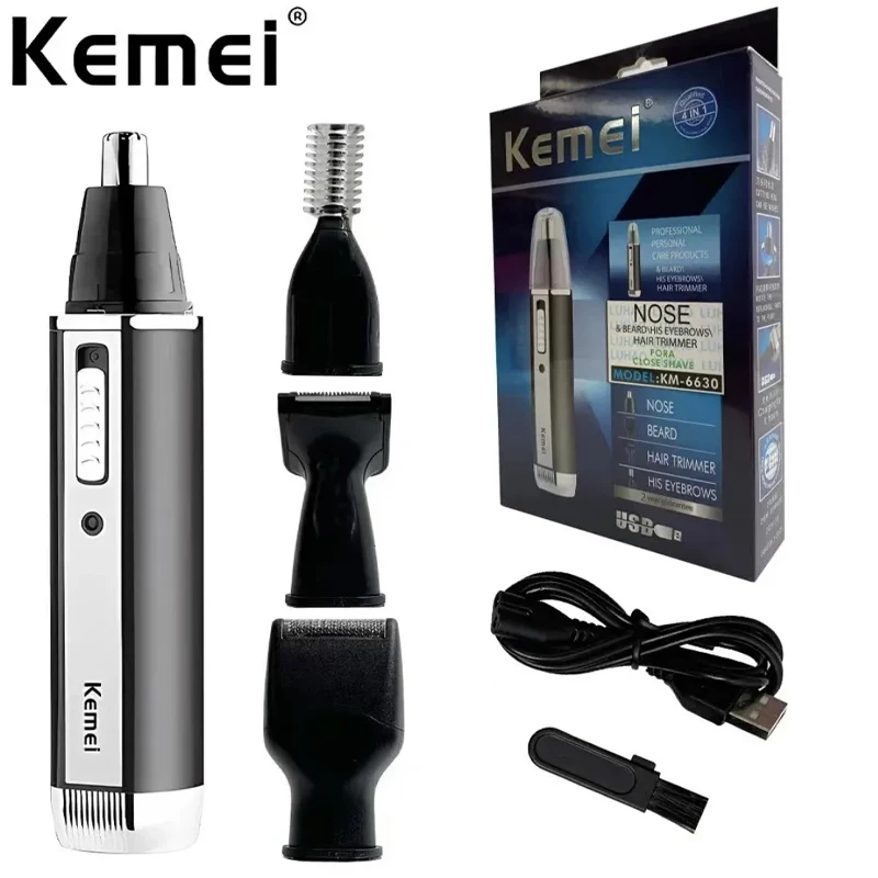 Kemei 4 で 1 プロフェッショナル電気充電式鼻と耳のヘアトリマーシェーバーパーソナルケアツール男性用 KM-6630