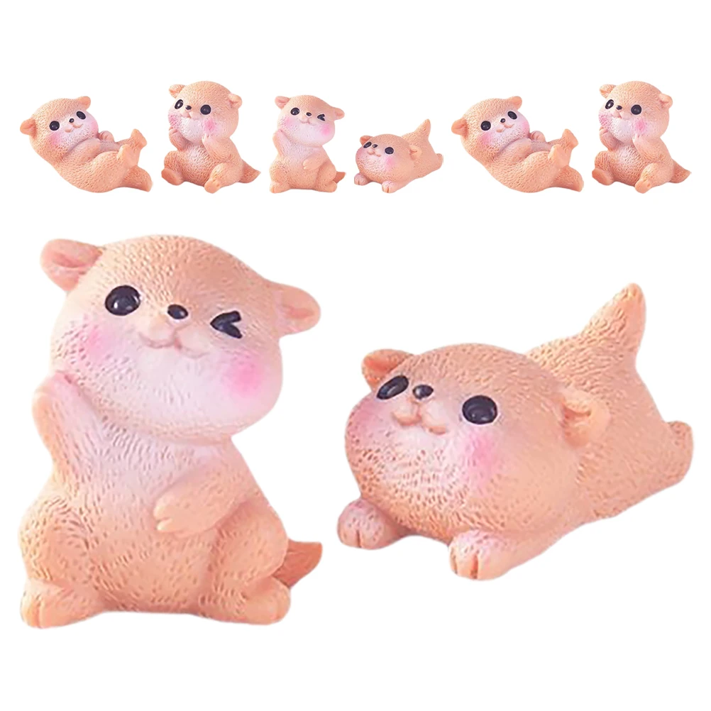 

8pcs Miniature Otters Figurines Resin Statues Fairy Garden Decor Cake Toppers Mini Moss Landscaping Ornaments Indoor Outdoor