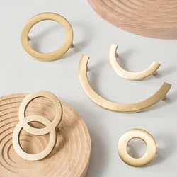 Pure Brass Semi-circular Handle New Style Furniture Clothing and Shoe Cabinet Golden Exposed Knob Light Luxury Simple Drawer