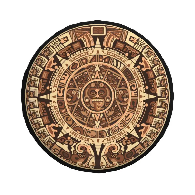 Maya Calendar Mexica Aztec Spare Tire Cover for Mitsubishi Pajero Jeep RV SUV 4WD 4x4 Car Wheel Protector Covers 14