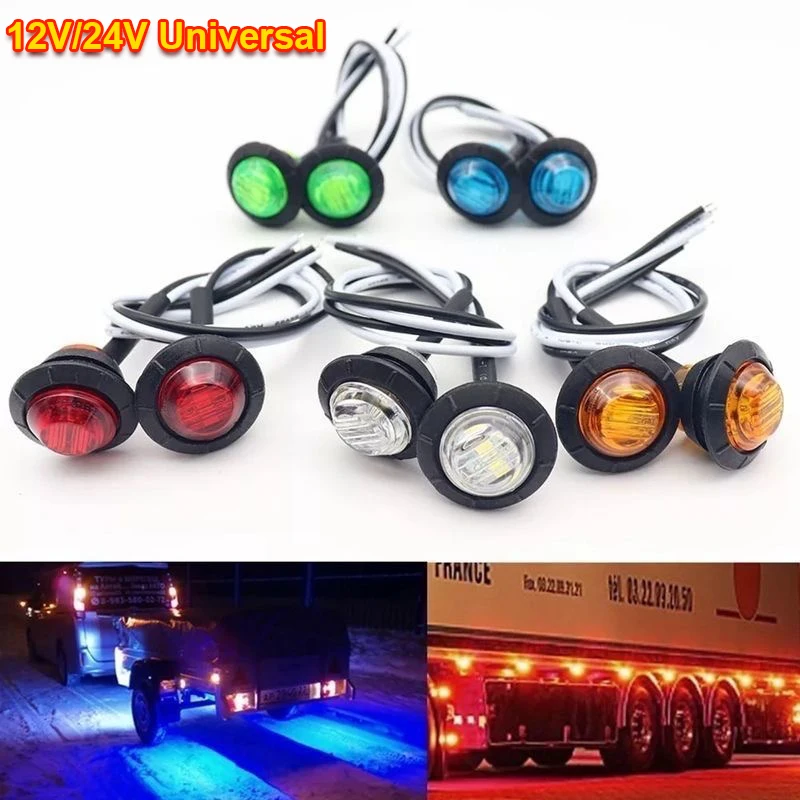 2pcs Universal Side Marker Lights 12V 24V Front Rear Indicators for Truck Car Bus Moto Trailer Van Caravan Boat - Taillight