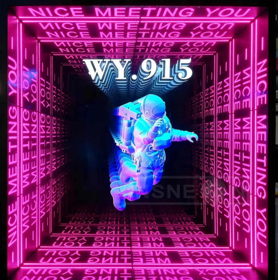 

Светодиодная LED-панель с эффектом бесконечного зеркала, коммерческая, на заказ, для декора стен, с 3D-печатью логотипа, светящиеся вывески, неоновые электронные таблички