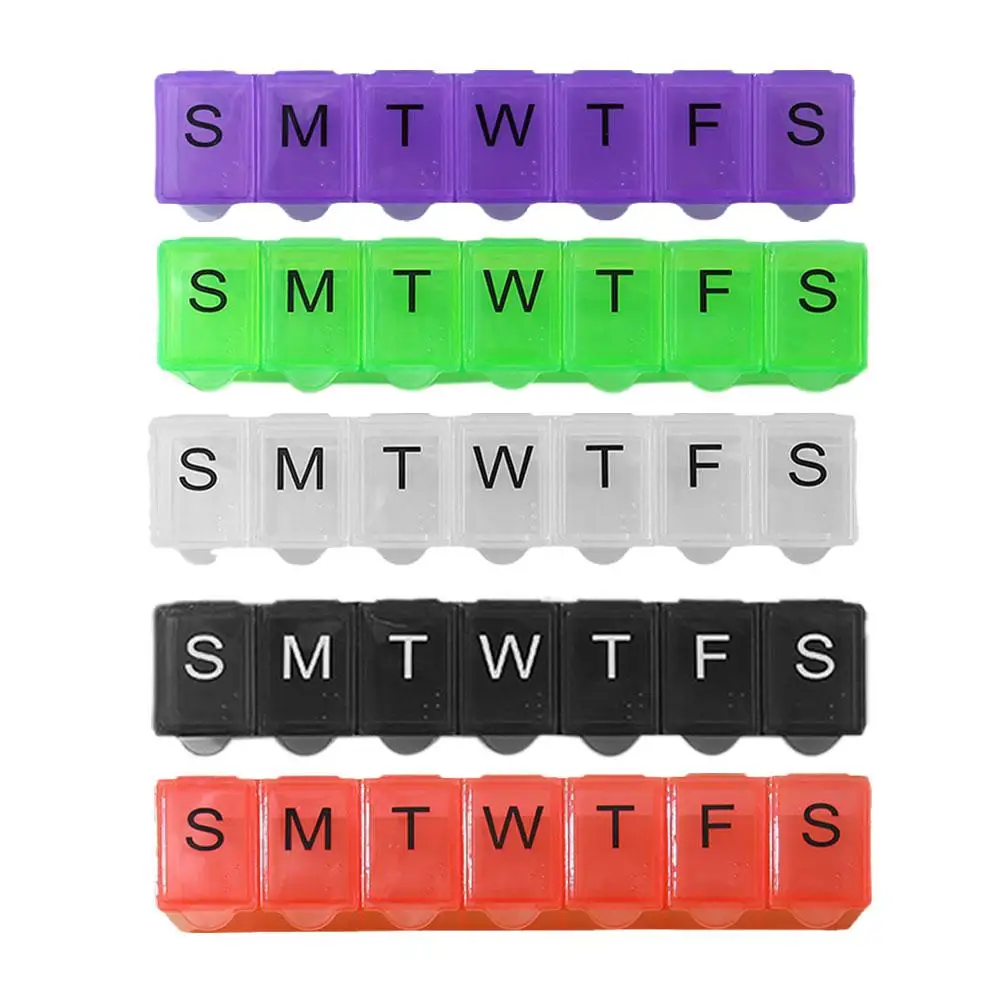 7 Days Pill Medicine Box Weekly Tablet Holder Storage Organizer Container Case Pill Box Splitters 5 Colors Pill Case Organizer