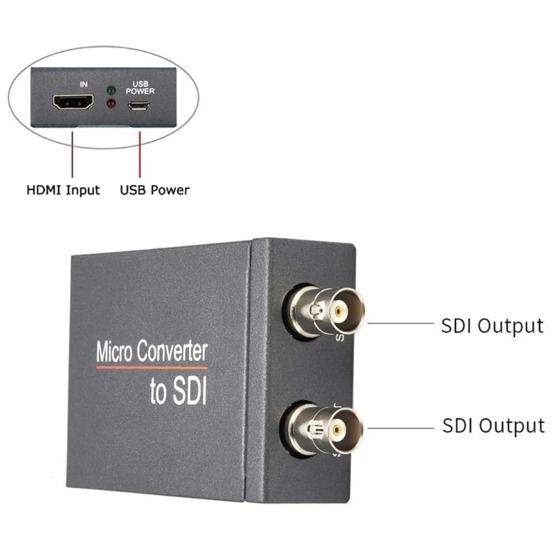 for DC 5V 1080P to 2CH Converter with 3G-SDI/HD-SDI Broadcast Adapter for Camera 2 Output