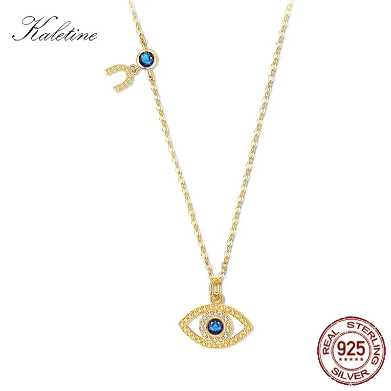 

KALETINE Evil Eye Necklace Pendant 925 Sterling Silver Necklace Women Luxury Brand Blue Stone CZ Turkish Jewelry Gold Chain