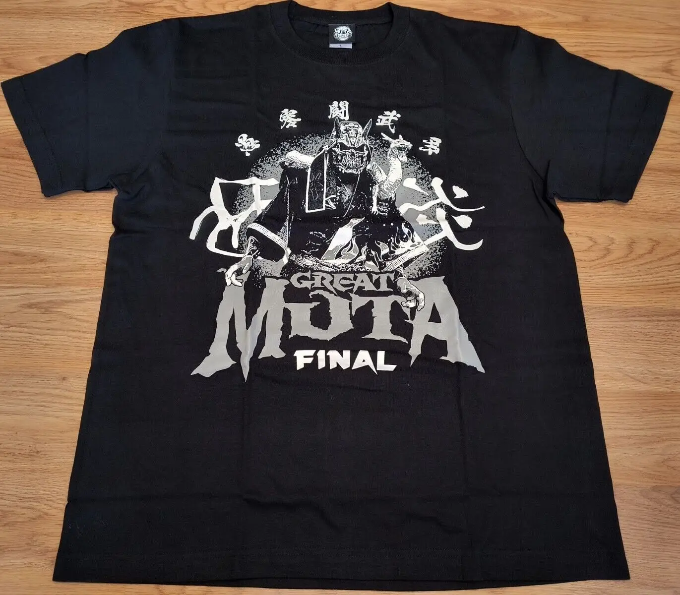 New Great Muta Final Show T Shirt L Japan wrestling puroresu black Keiji Muto maniche lunghe o corte