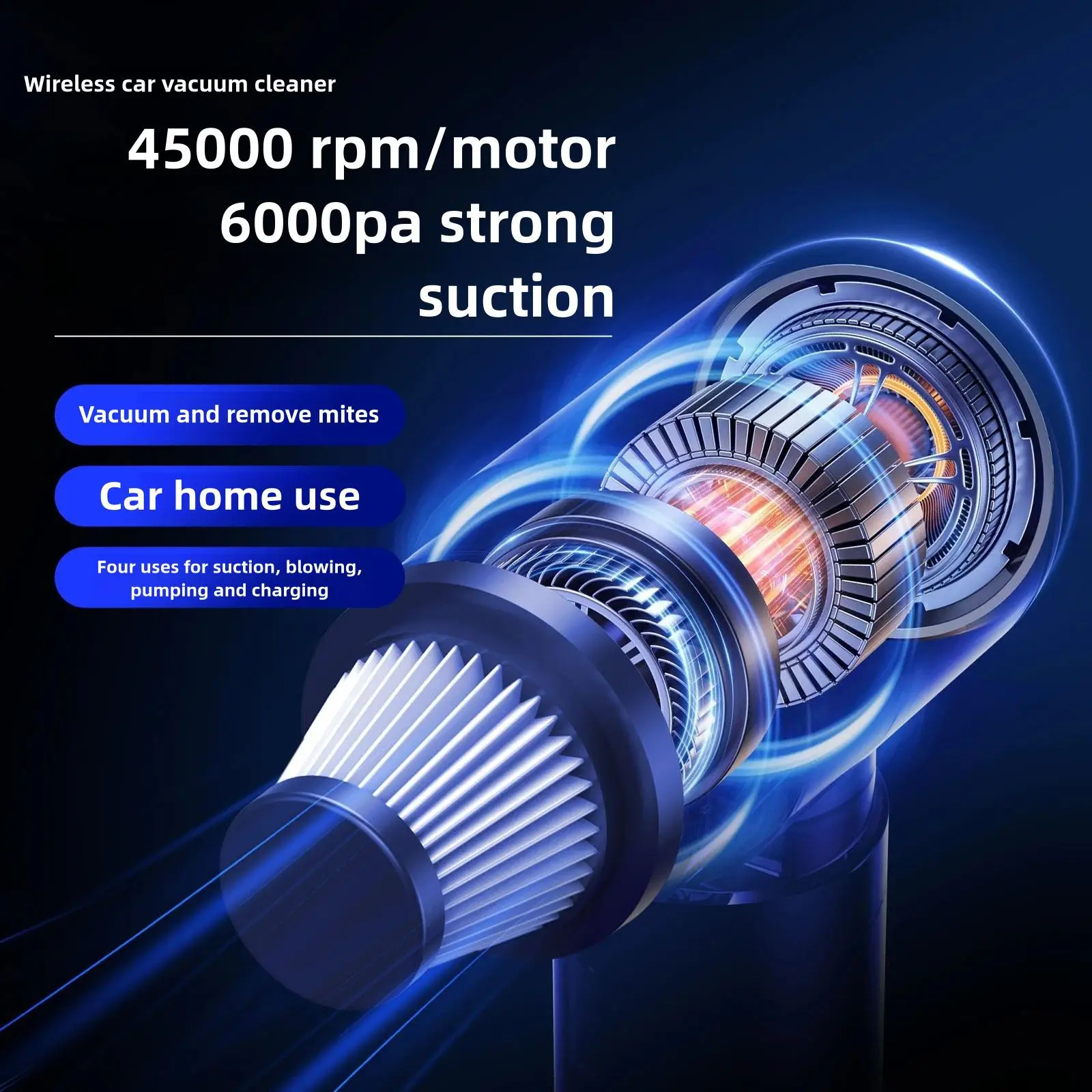 เครื่องดูดฝุ่นขนาดเล็กแบบใช้มือถือแบบดูดเป่าชาร์จ USB ในครัวเรือนและรถยนต์เครื่องดูดฝุ่นไร้สายทรงพลังอเนกประสงค์