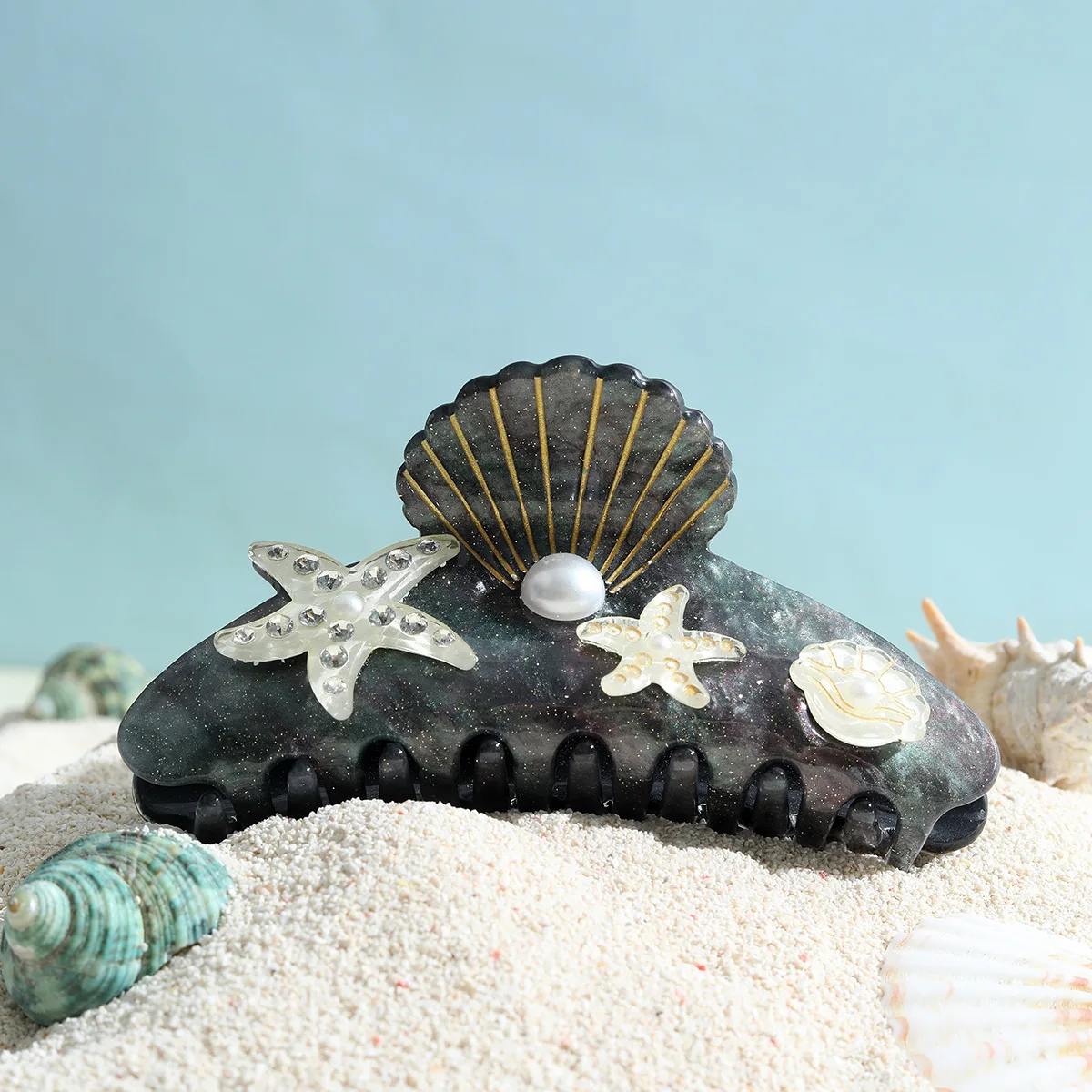 Mermaid orange and white starfish hair claw with rhinestone and pearl embellish Amazon.com : SAWINDA 6Pcs Starfish Hair Clips Pink Blue Sea  main image 3