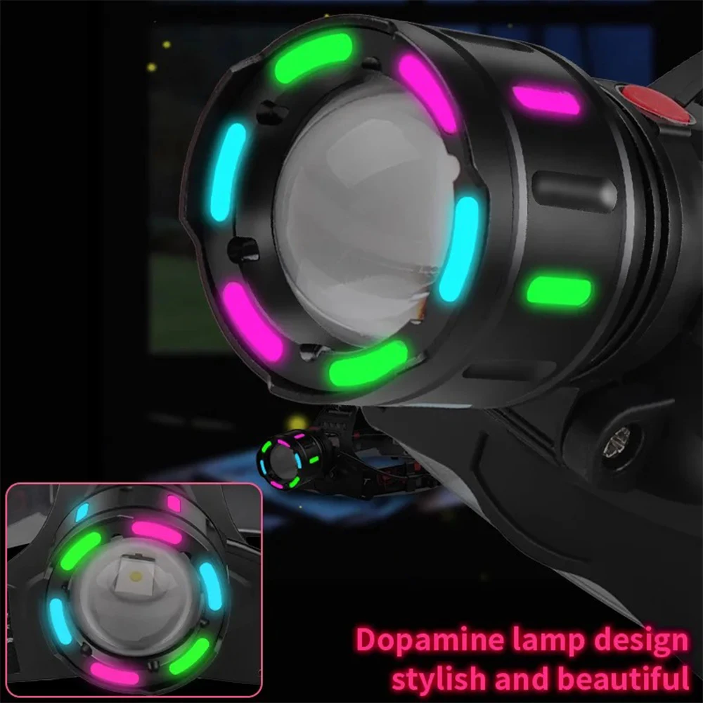 Lampada frontale a LED portatile faro fluorescente ricaricabile USB lanterna impermeabile Zoom torcia frontale ad alta potenza campeggio pesca