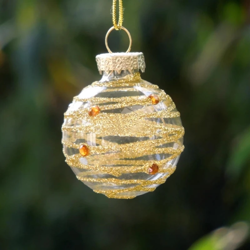 Free Shipping 8pcs/pack Diameter=4cm 6cm Transparent Handmade Drawing Glass Globe Decoration Christmas Day Hanging Ornament Ball