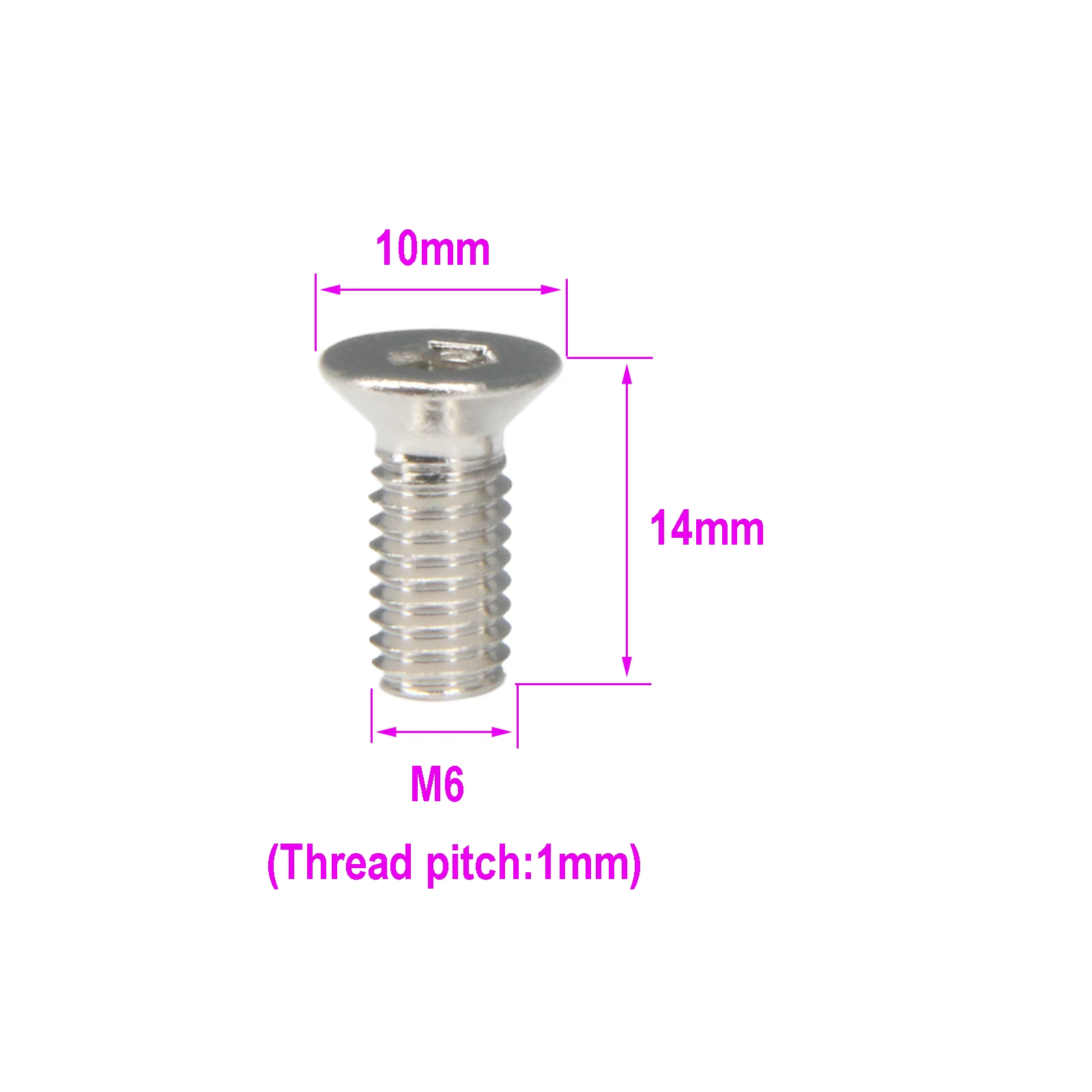 Befenybay M6X14mm/0.55inch Metric Hex Socket Countersunk Head Screws Bolts Silver 50PCS/100PCS