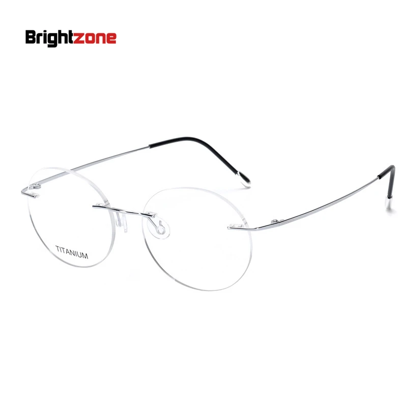 

Brightzone Vintage Unisex Oval Round Rimless Pure Titanium Sexy Glasses Frameless Frames Folding Prescription Eyeglasses Eyewear