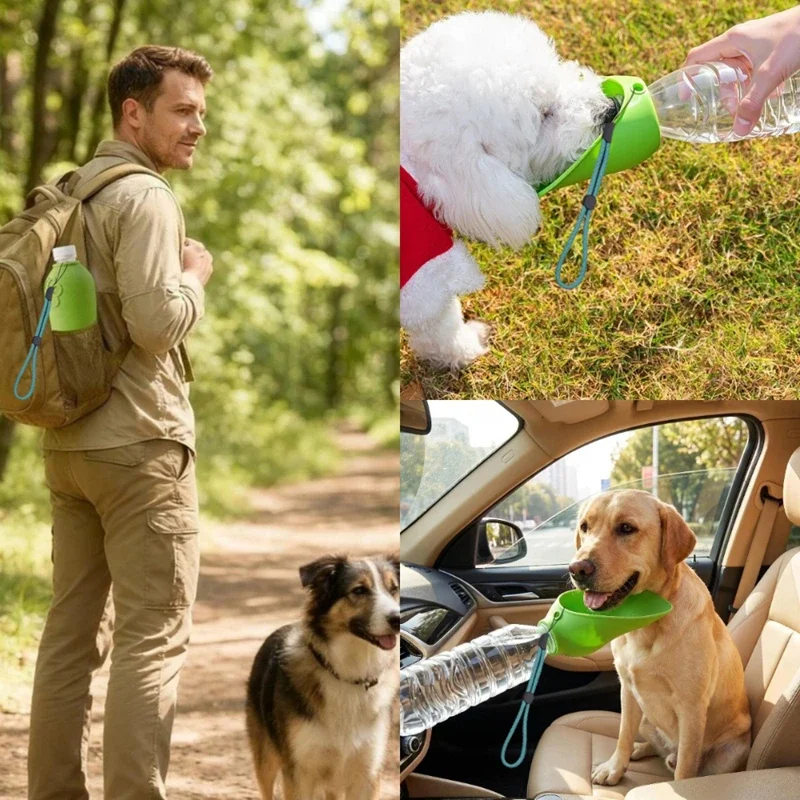 Silikon-Haustier-Wasserflasche, tragbarer Outdoor-Wasserspender für Hunde, Reise-Trinknapf für Hunde und Katzen, Zubehör – Detail 2