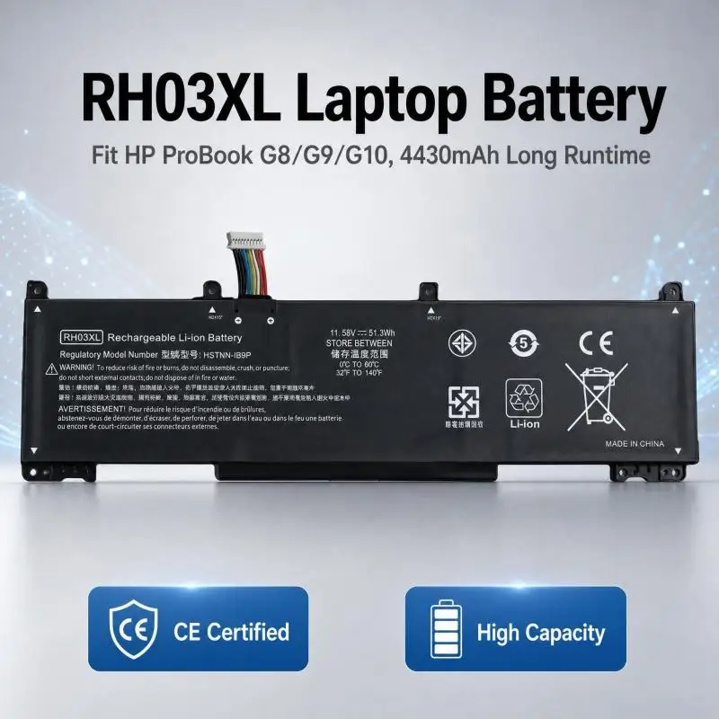 11.58V 4430mAh RH03XL Rechargeable Notebook Battery Compatible with HP ProBook 430 440 450 455 650 G8 G9 G10