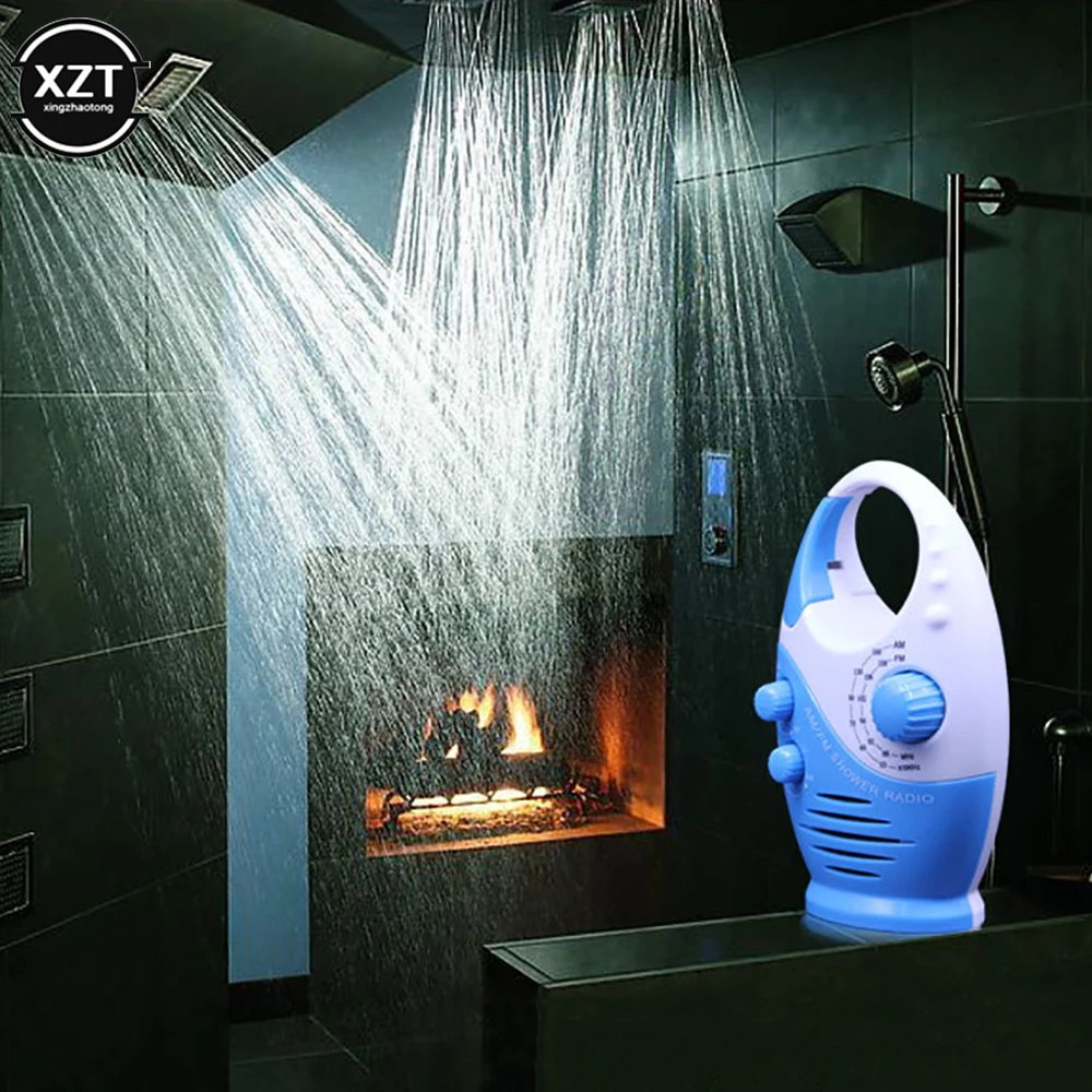 Waterproof Portable FM AM Radio Shower Music Hanging Radio Suit Bathroom Bath Cabin Black Powerful Hi-Fi Speakers Radio Operated