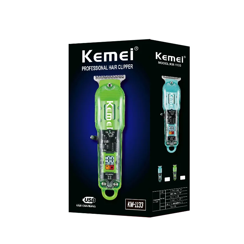 Kemei km-1133 Acrylique Corps Transparent Rechargeable Professionnel Tondeuse À Cheveux