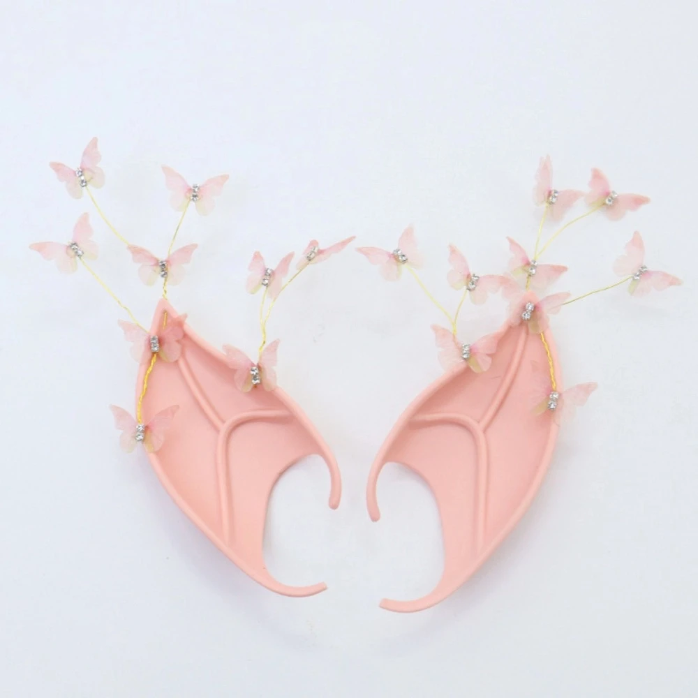 

Cosplay Halloween Elf Ears Forest Butterfly with Earring Dangle Halloween False Ears Cosplay Costume Fake Piercing Earrings