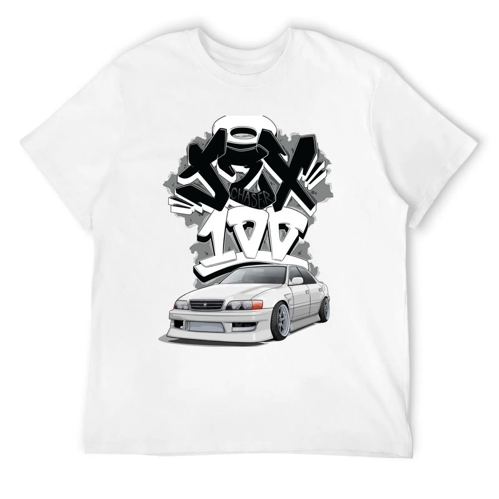 

Chaser jzx100 (white) with graffiti background, T-Shirt vintage clothes luxury t-shirt hippie clothes men clothes