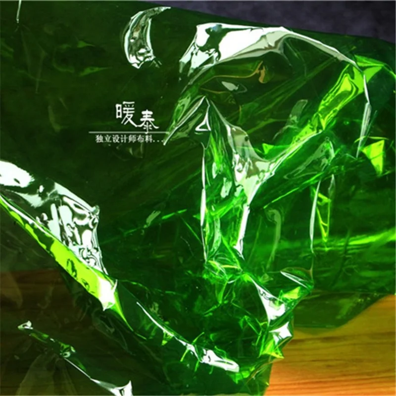 0.17mm TPU Fabric Transparent Green PVC Liquid Film Waterproof DIY Raincoat Crystal Bags Decor Plastic Clothes Designer Fabric