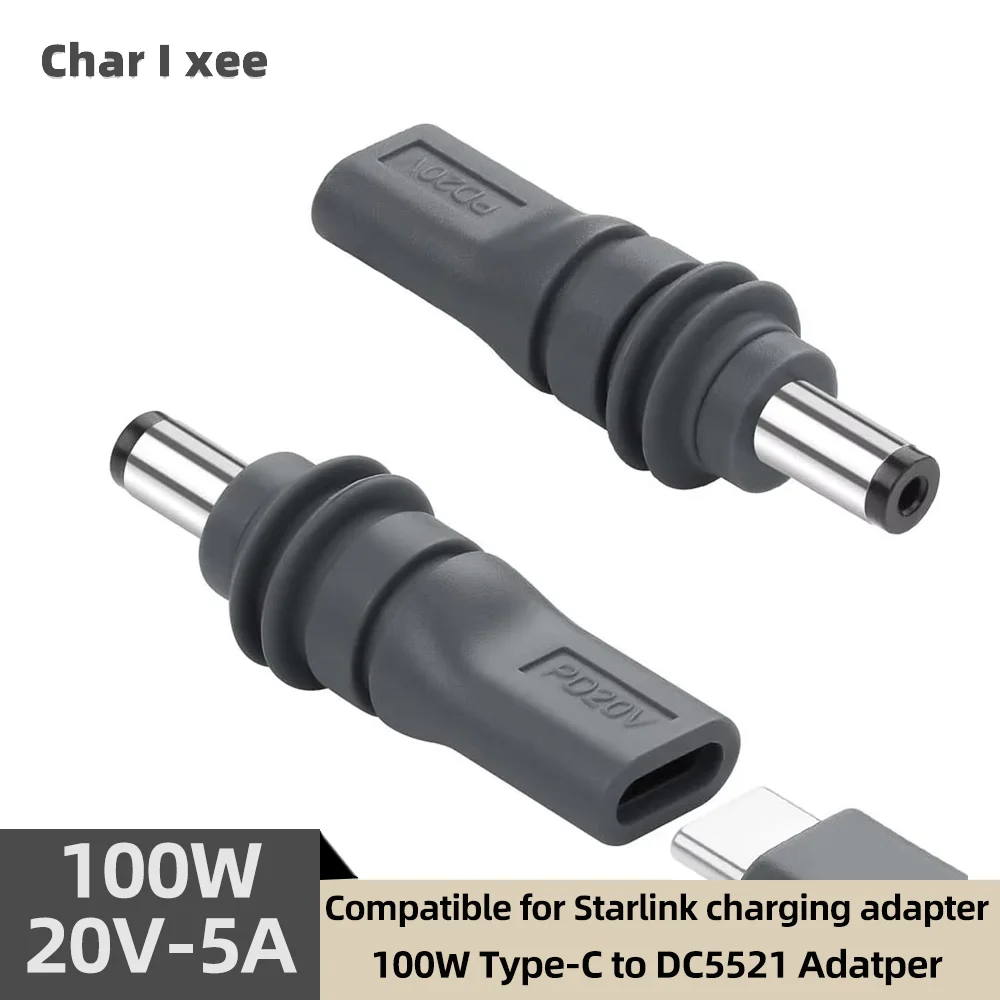 Starlink Mini用Type-C to DC電源アダプター PD100W USB Cメス-DC5521オス コネクター充電バレルジャック電源アダプター