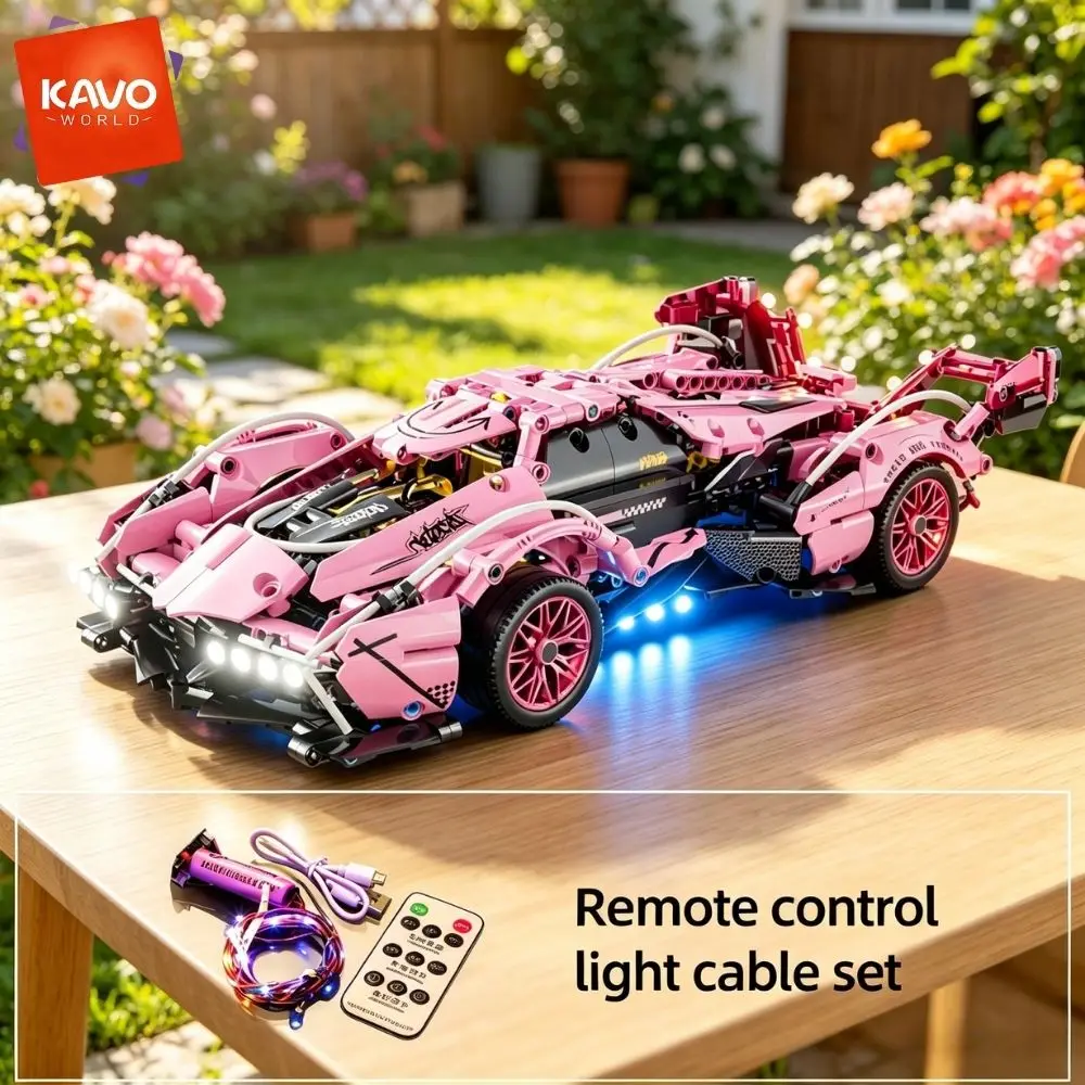 

KAVOWORLD 981PCS 1:14 Scale Building Sports Car Blocks Set Adjustable Scissor Doors Linkage Rear Wing Openable Cockpit Streamlined Body MOC Racing Car Model Building Kit DIY Assembly Bricks Toy Desk Display Decor Creative Gift for Car Enthusiasts