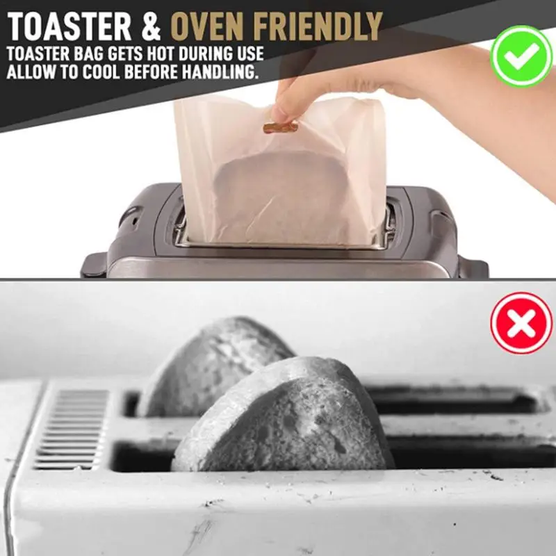 Toaster Bags Reusable Heat-resistant Reusable Grill Cheese Toaster Bag Toastbags For Grilled Cheese Sandwiches Pizza Chicken