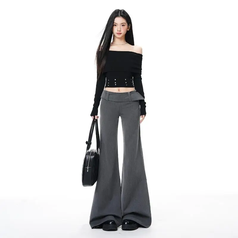 Elegant Women's Low-Waisted Micro-Flare Pants A New Style for Spring Autumn Are Loose-Fitting and Versatile Casual Flare Pants