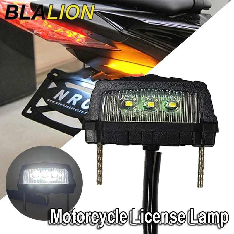 BLALION 12V LED Universal Moto License Light Mini Tail Lamp Brake Number Plate Indicator For Motorbike Scooter Offroad Motor Van