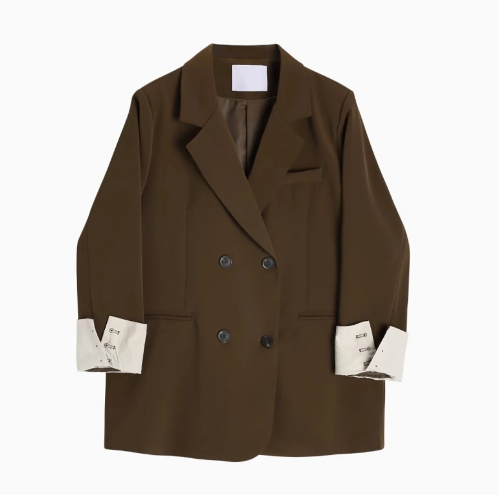 

SuperAen Europe and America Style 2025 Spring and Summer Fashion Decorated Women's Suit Jacket Lapel Long Sleeve Design Coat