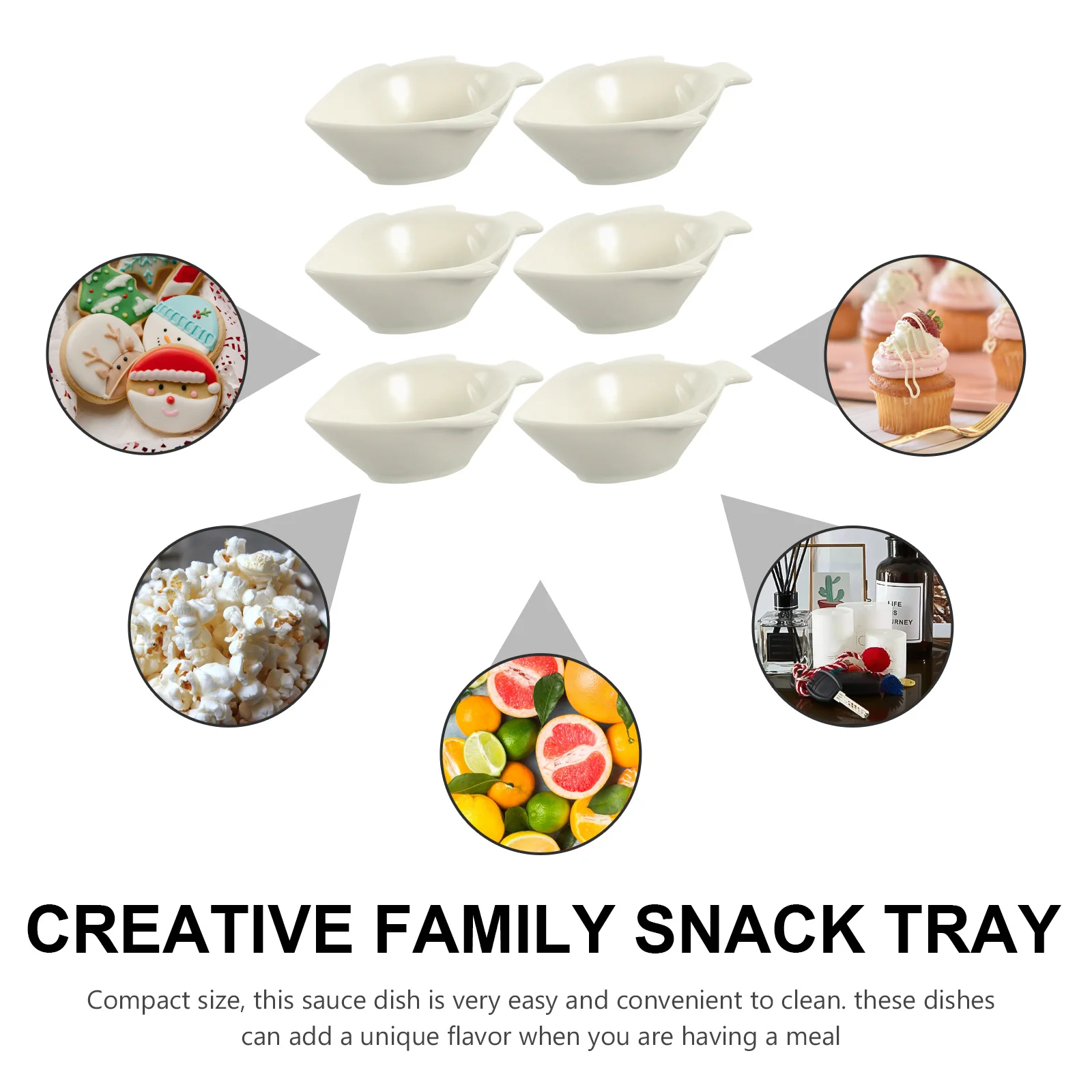 

6Pcs Fish Shaped Dipping Bowls Ceramic Sauce Dishes for Home Dining Restaurants Picnic Travel Small Ceramic Bowls