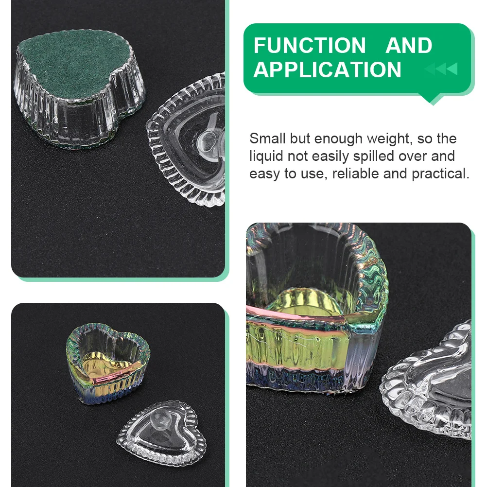 Copo de vidro para arte em unhas, 3 peças, elegante, tigela de pó para manicure, copo de limpeza compacto para mistura de esmalte e caneta, uso de lavagem