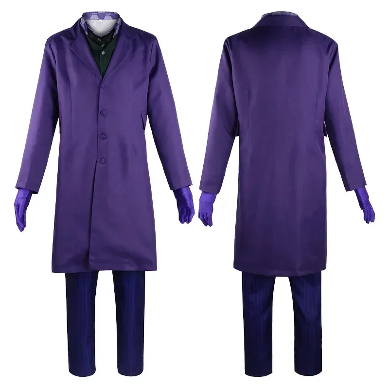 Didi 211 película Caballero Oscuro Joker Cosplay disfraz payaso abrigo camisa chaleco traje con corbata trajes murciélago conjunto completo Halloween C