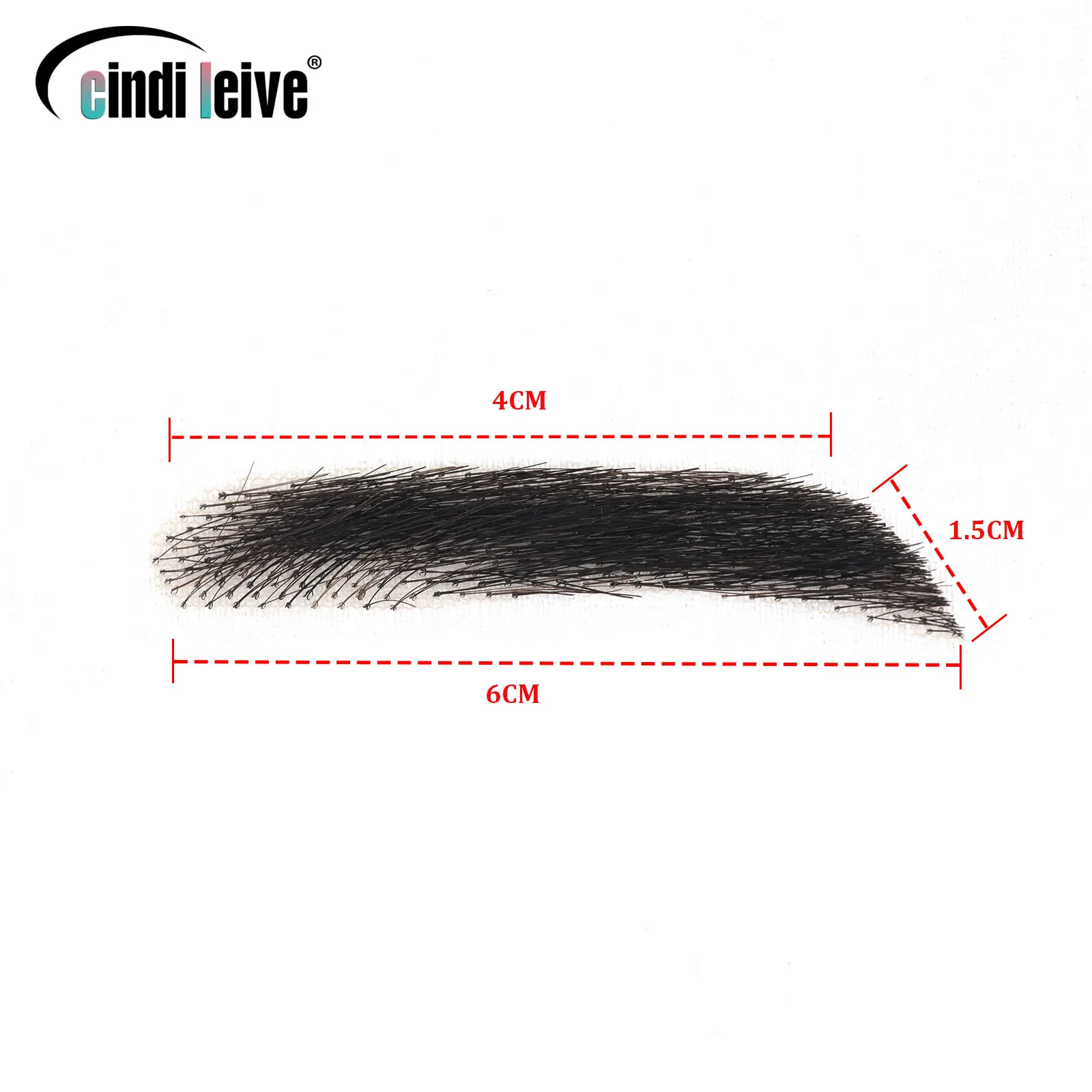 Invisible Natural Black Fake Eyebrows For Men 100% Human Hair Handtied Lace Base Natural Growth 2 Style