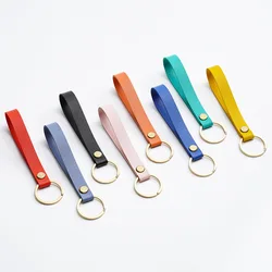 Fashion PU Leather Keychain 8 Colors Men Women Car Key Strap Waist Wallet Business Gift Key Chances Keyrings