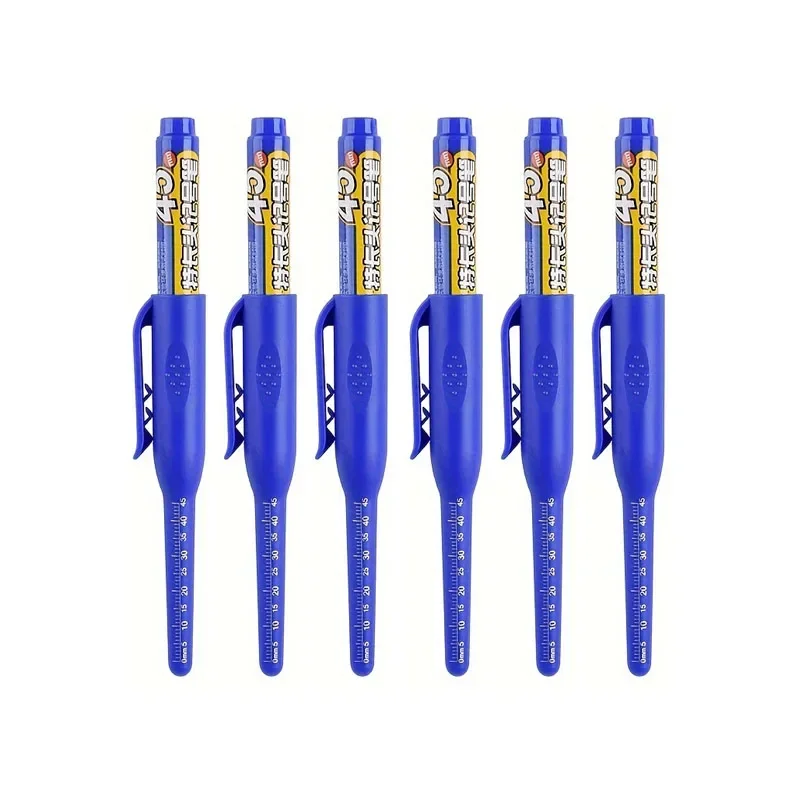 6pcs Multi-Purpose 45mm Deep Drill Hole Long Lengthen Nib Waterproof Marker Pen for Bathroom Woodworking Long Head Carpenter Pen image 5