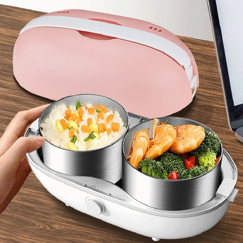 J1UL1N Electric Lunch Box,Mini Rice Cooker,Portable Cooking Steaming Lunch Box For Home Office School Cook Raw Food,US Plug