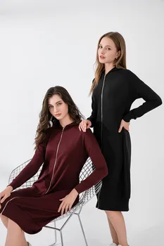 AS 2024 vrouw hoodies rits jurk bedekken de knie casual sportstijl dameskleding (verzonden binnen 1 dag)