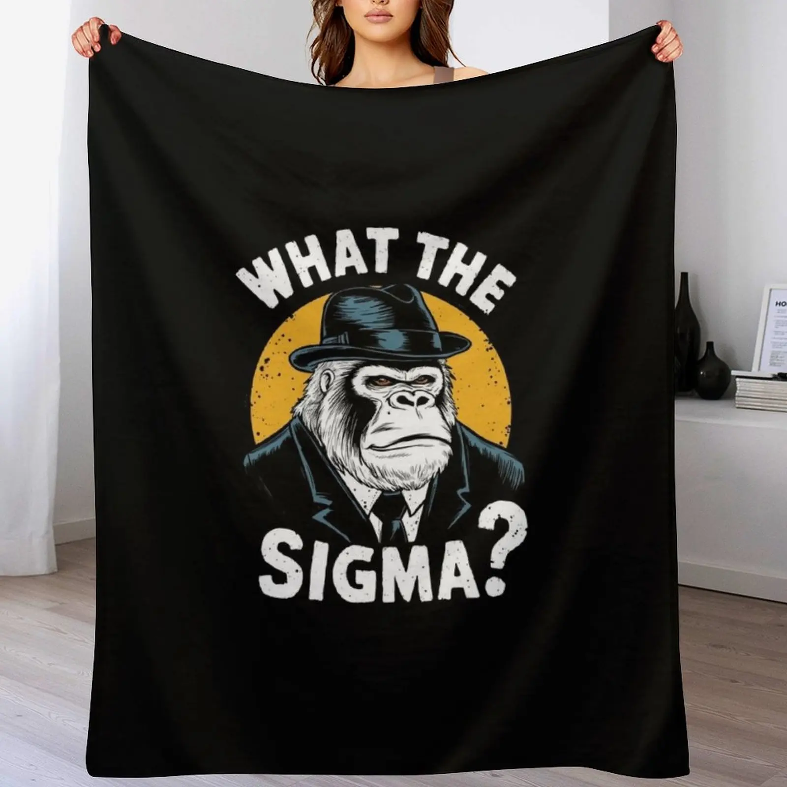 

Funny What The Sigma Ironic Meme Brainrot Quote Throw Blanket Lightweight Cozy Blanket for Bed Sofa
