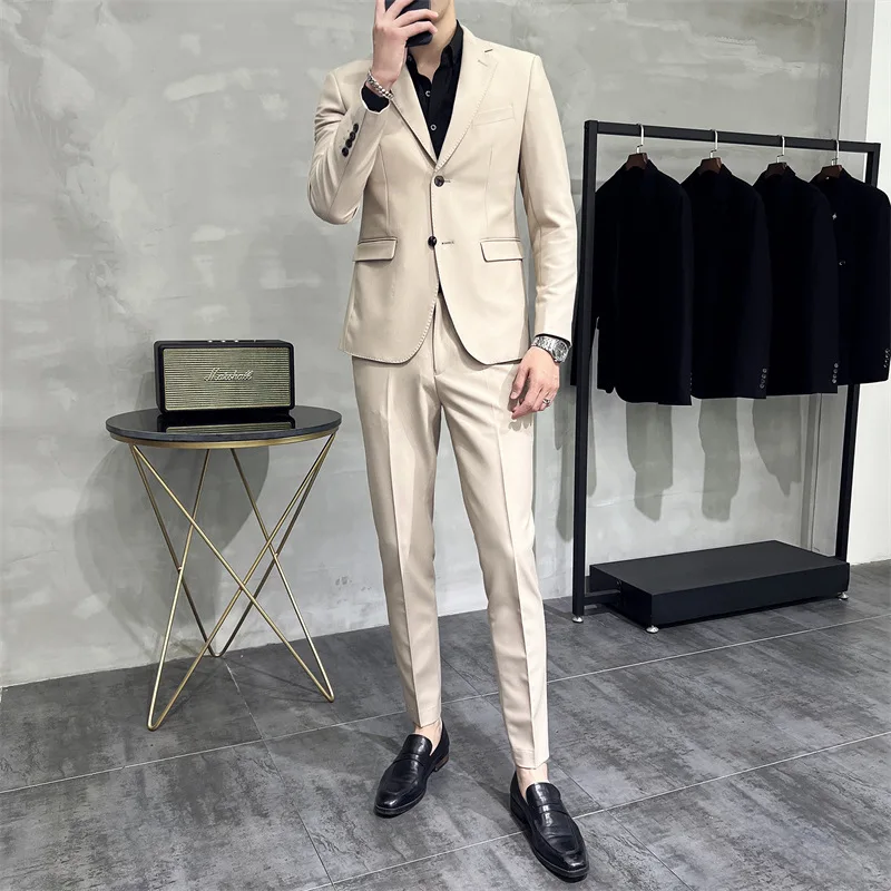 Traje informal X039 para hombre, chaqueta ajustada, elegante y guapo, traje de boda para novio