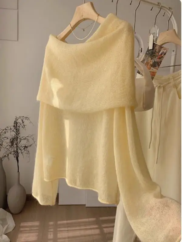 

Влюбленные! Женский вязаный свитер на одно плечо цвета гусиного пера, новинка ранней осени, приятный к телу, комфортный, из кашемира, с длинным рукавом